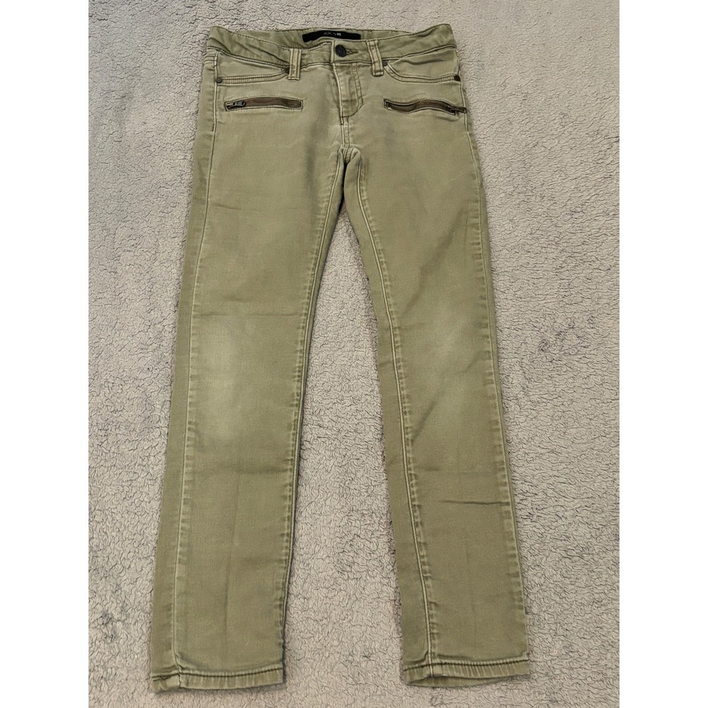 Joes Jeans Girls Size 12 Olive Green Skinny Moto Pants Adjustable Waist Zip - Picture 1 of 8